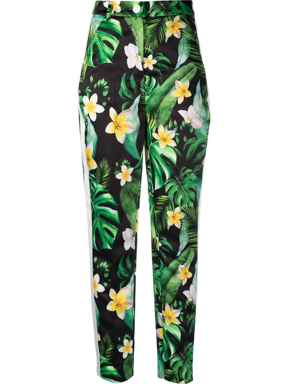 Hawaii-print high-waisted trousers - Green