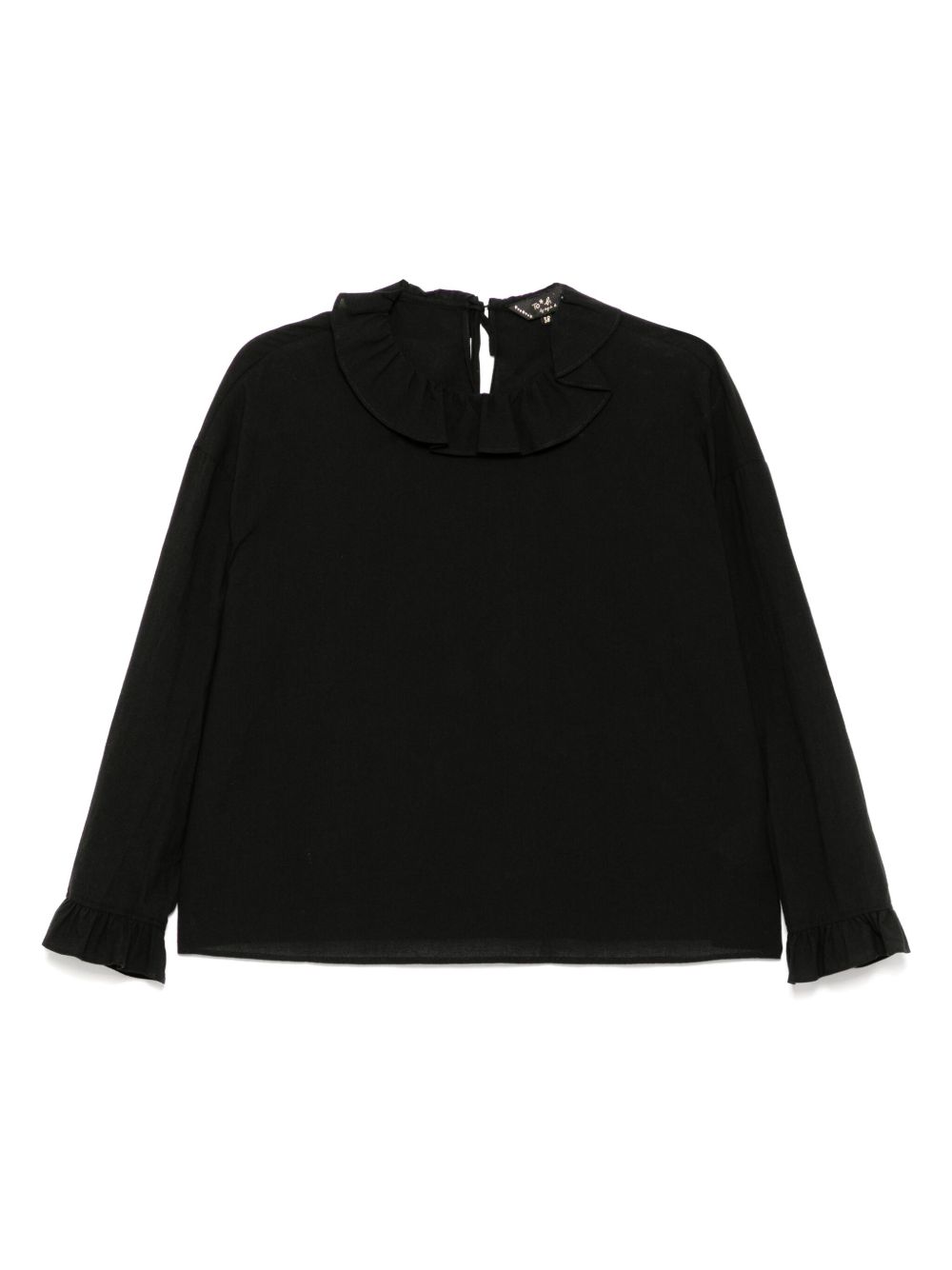 Clown-like ruffle neckline blouse - Black