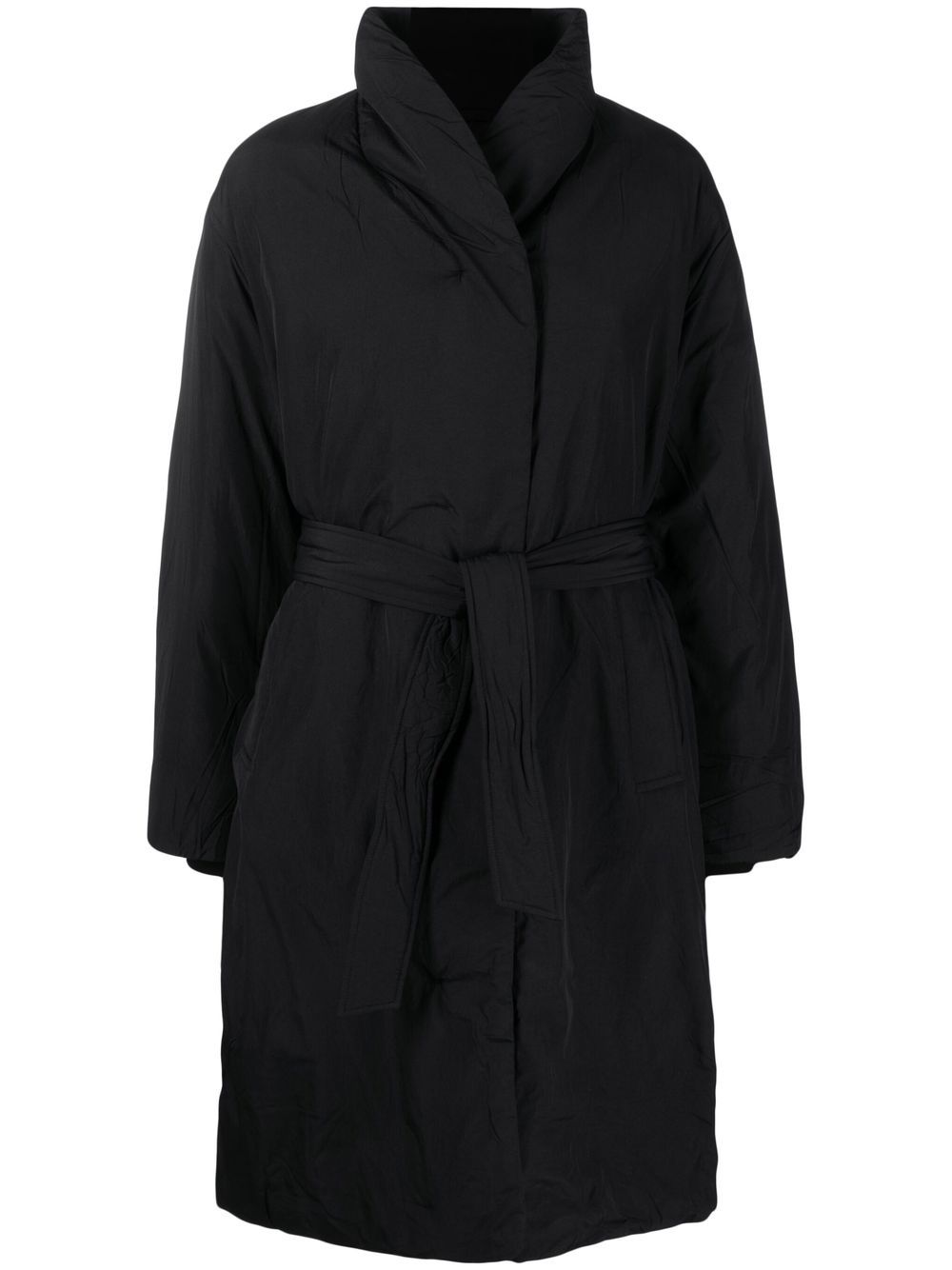 Padded single-breasted coat - Black
