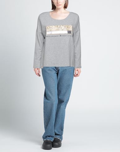 Woman Sweatshirt Grey Size M Cotton, Elastane