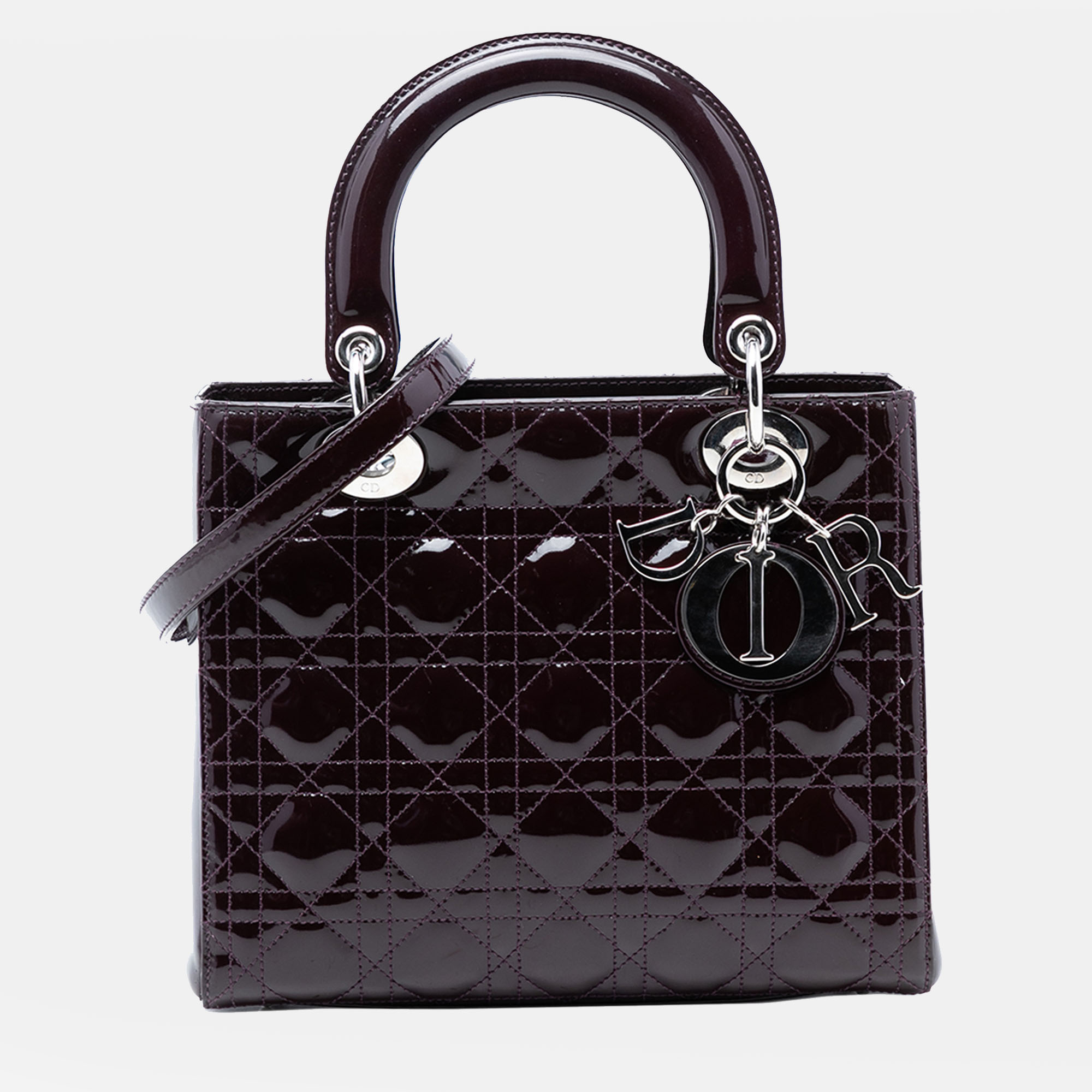 Dior Purple Medium Patent Cannage Lady Dior