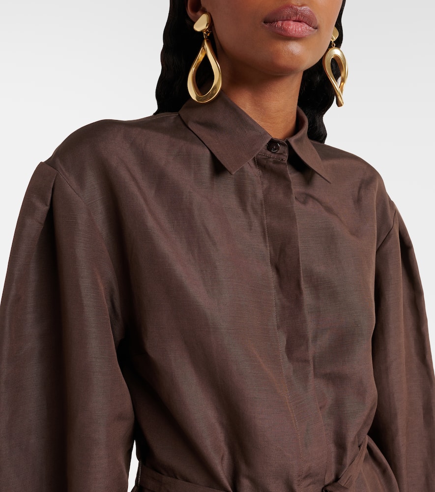 Affari belted linen and silk shirt