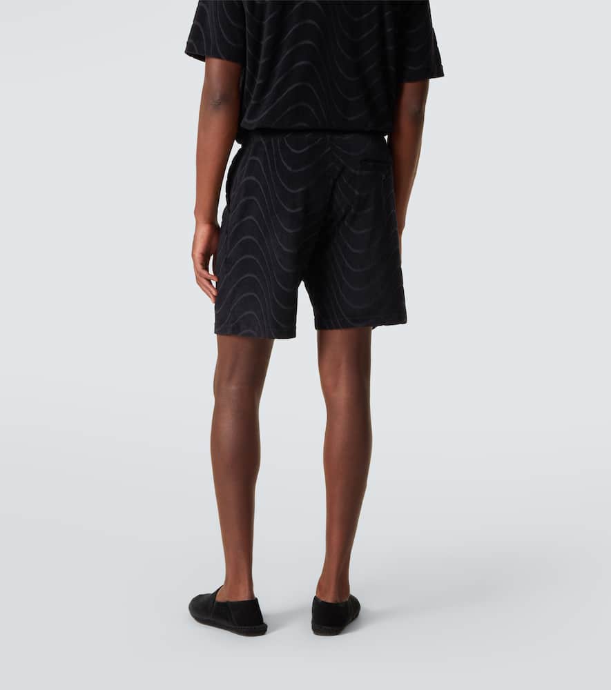 Embroidered cotton-blend terry shorts