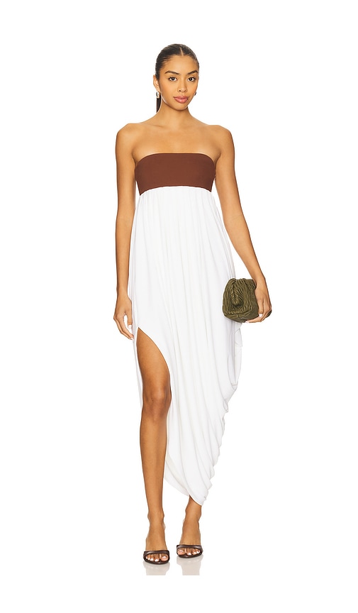 Lovers and Friends Cecilia Maxi Dress in White & Brown.  XS also in L, M, S