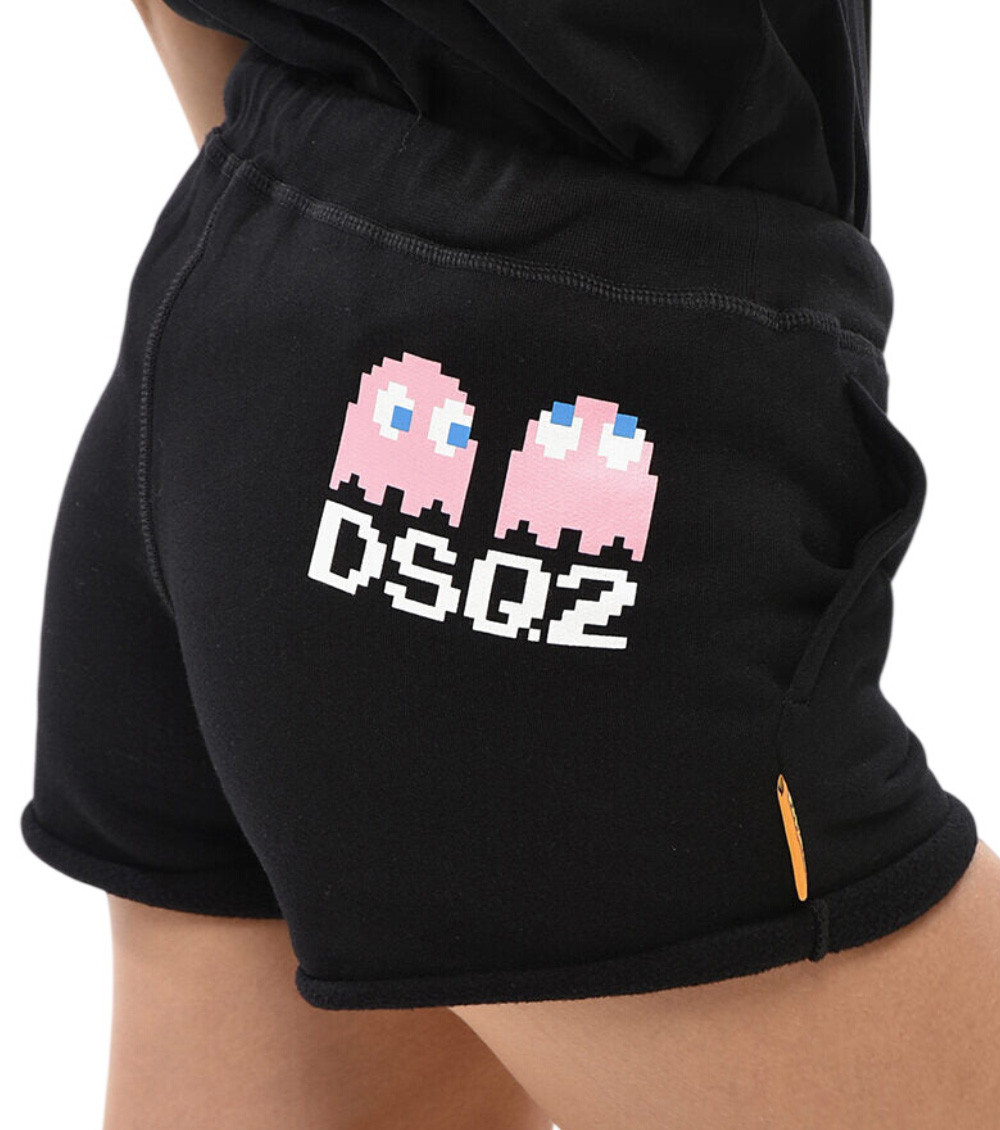 Black Solid Drawstring Shorts