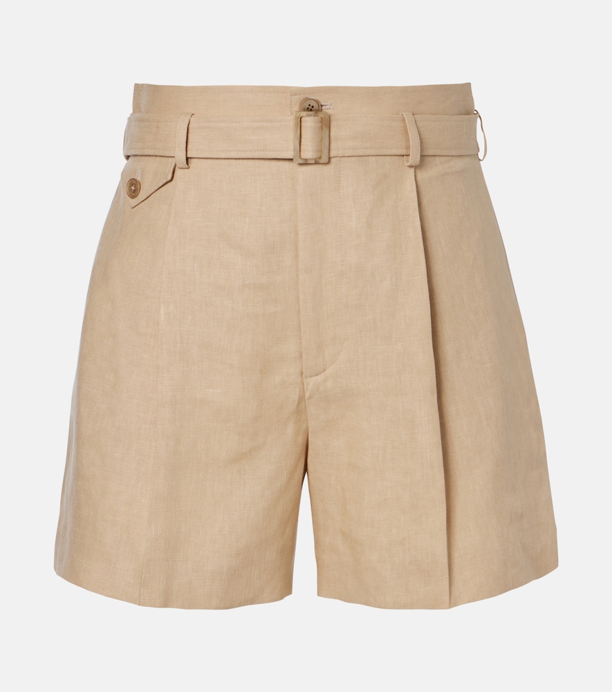 Belted linen shorts