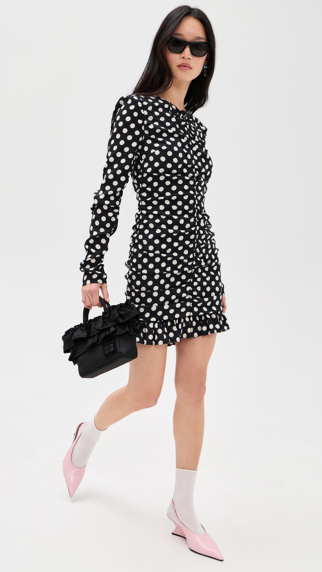 Jast Ruched Mini Dress Combo4 Black