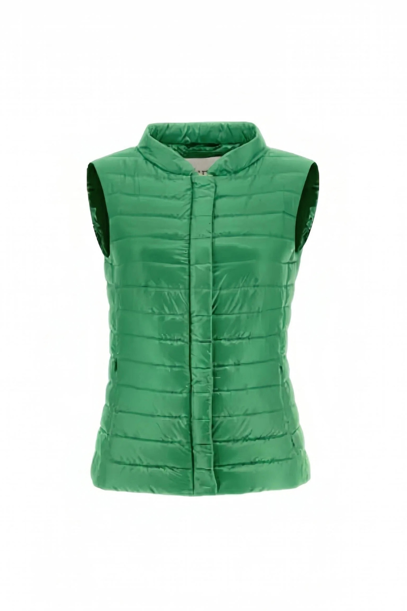 Quilted Nylon Vest — Green