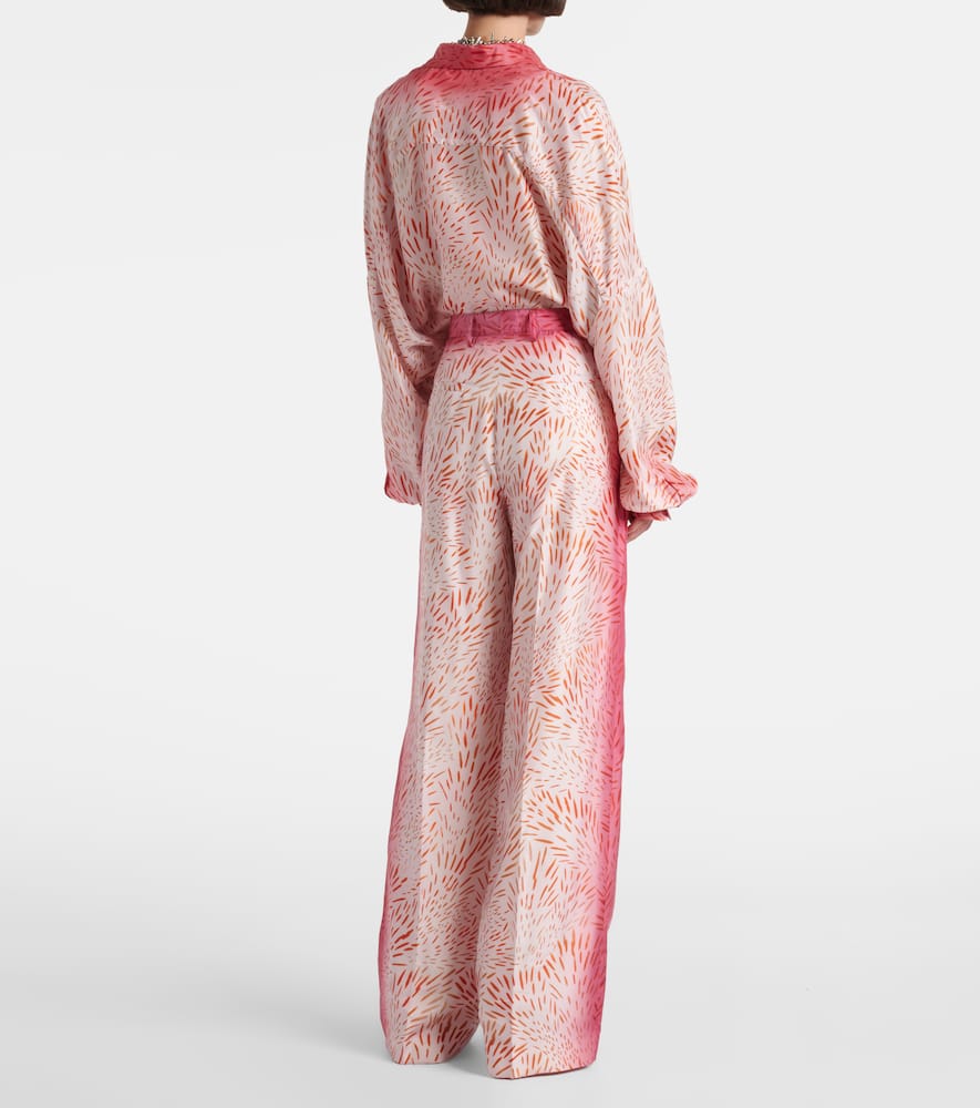 Printed silk wide-leg pants