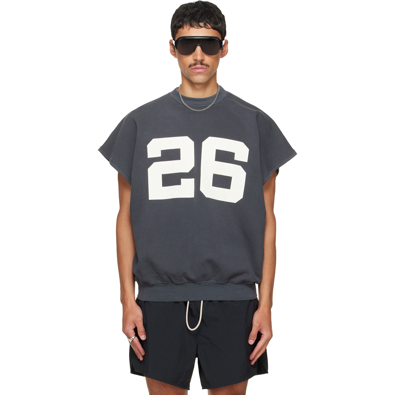 Gray Relaxed Fleece Cutoff Sweatshirt
