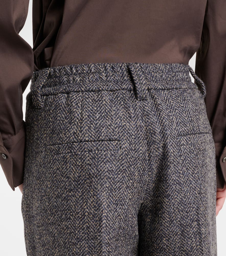 Herringbone wool-blend shorts