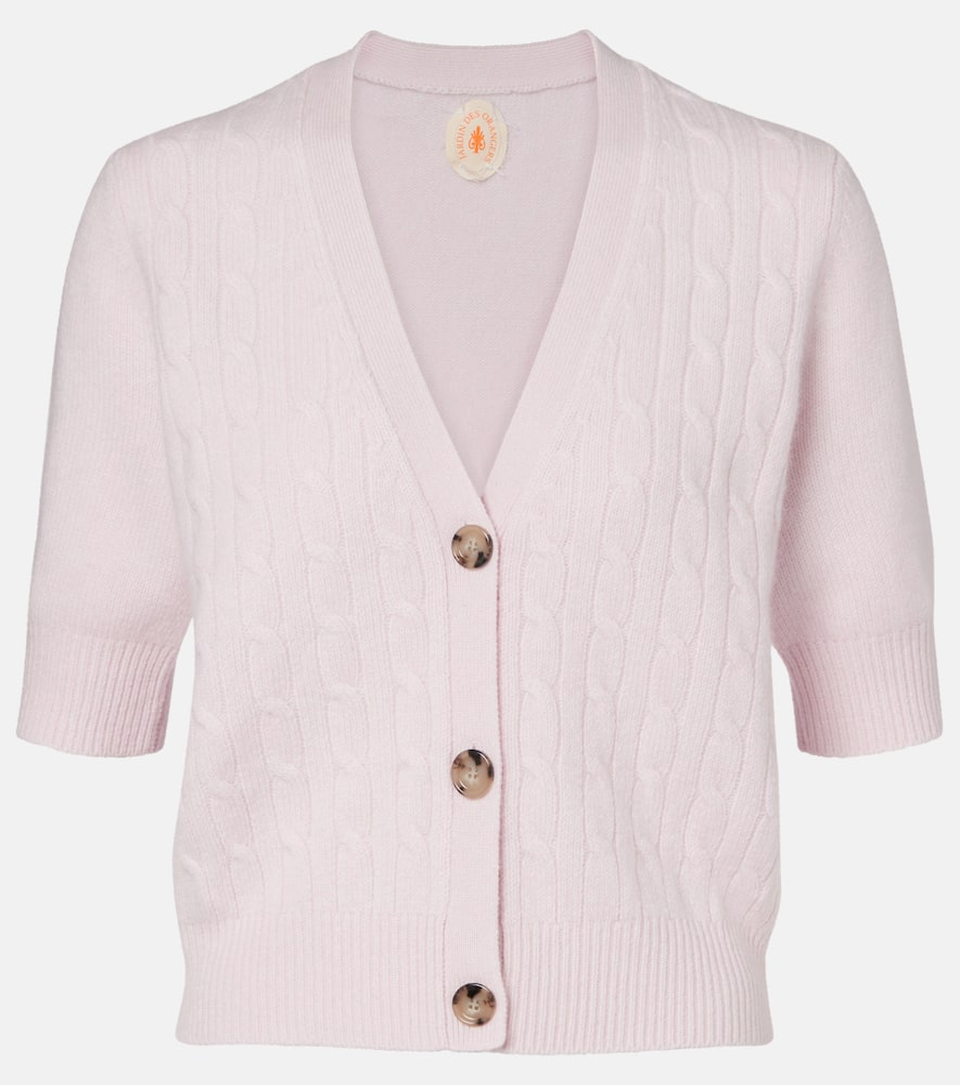 Cable-knit cashmere-blend cardigan