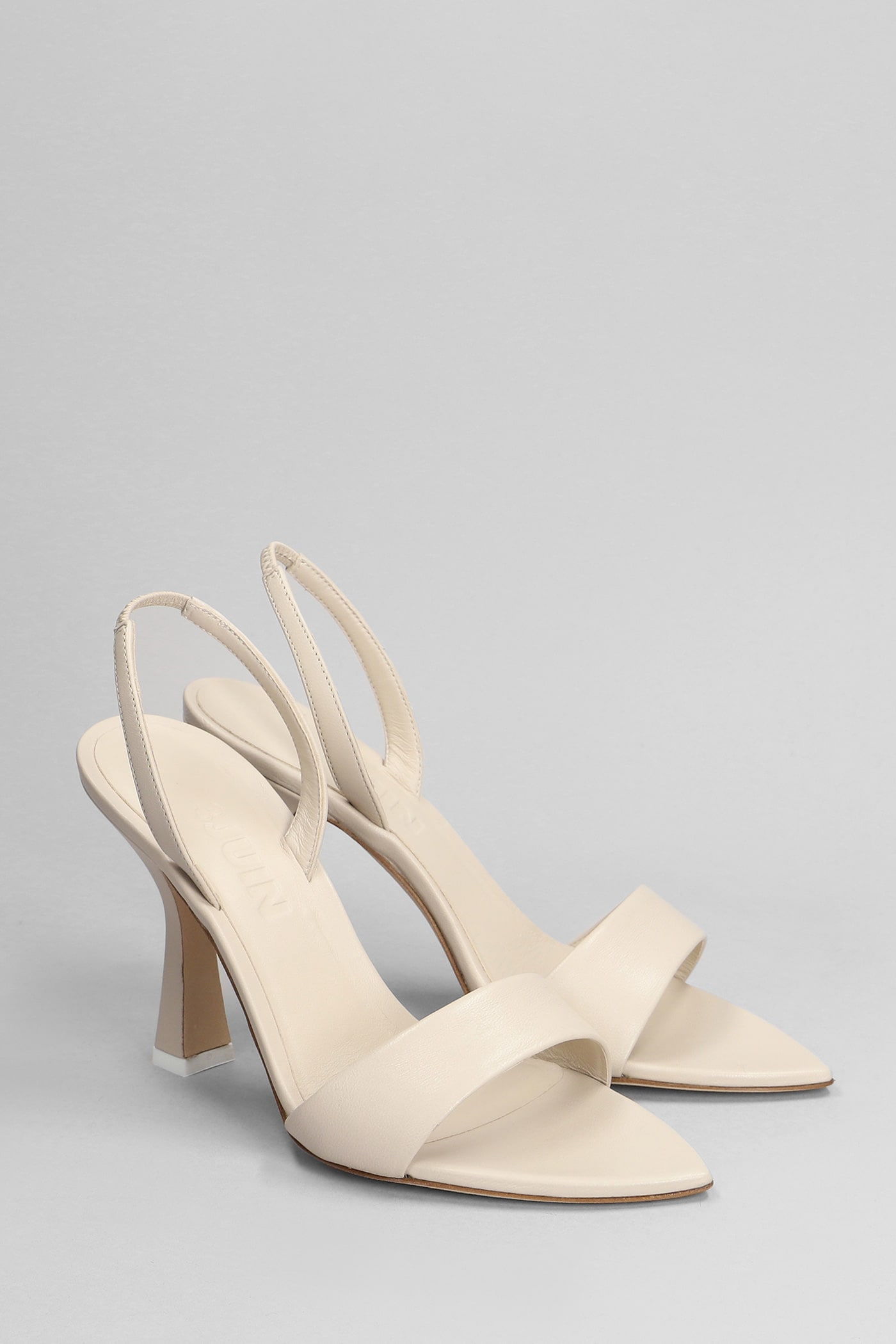 Lily 095 Sandals In Beige Leather