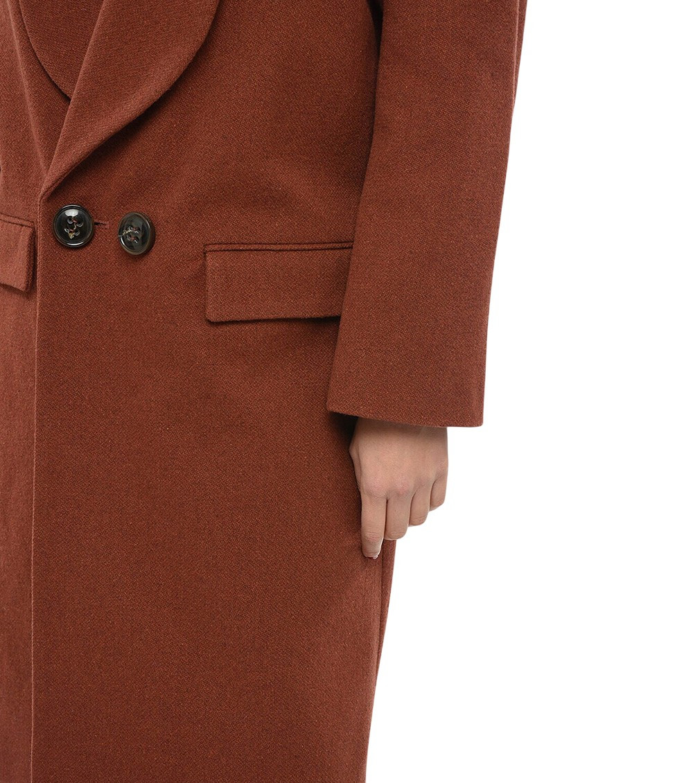 Orange Shawl Lapel Trench Coat