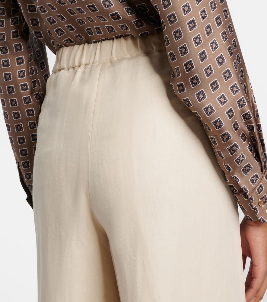 Oro linen and silk wide-leg pants