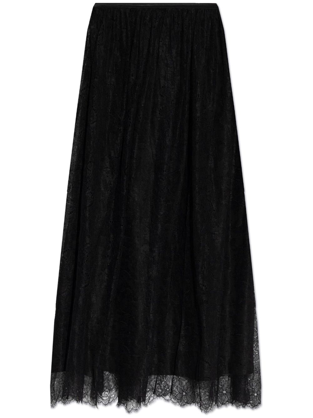 Lace-detailing midi skirt - Black