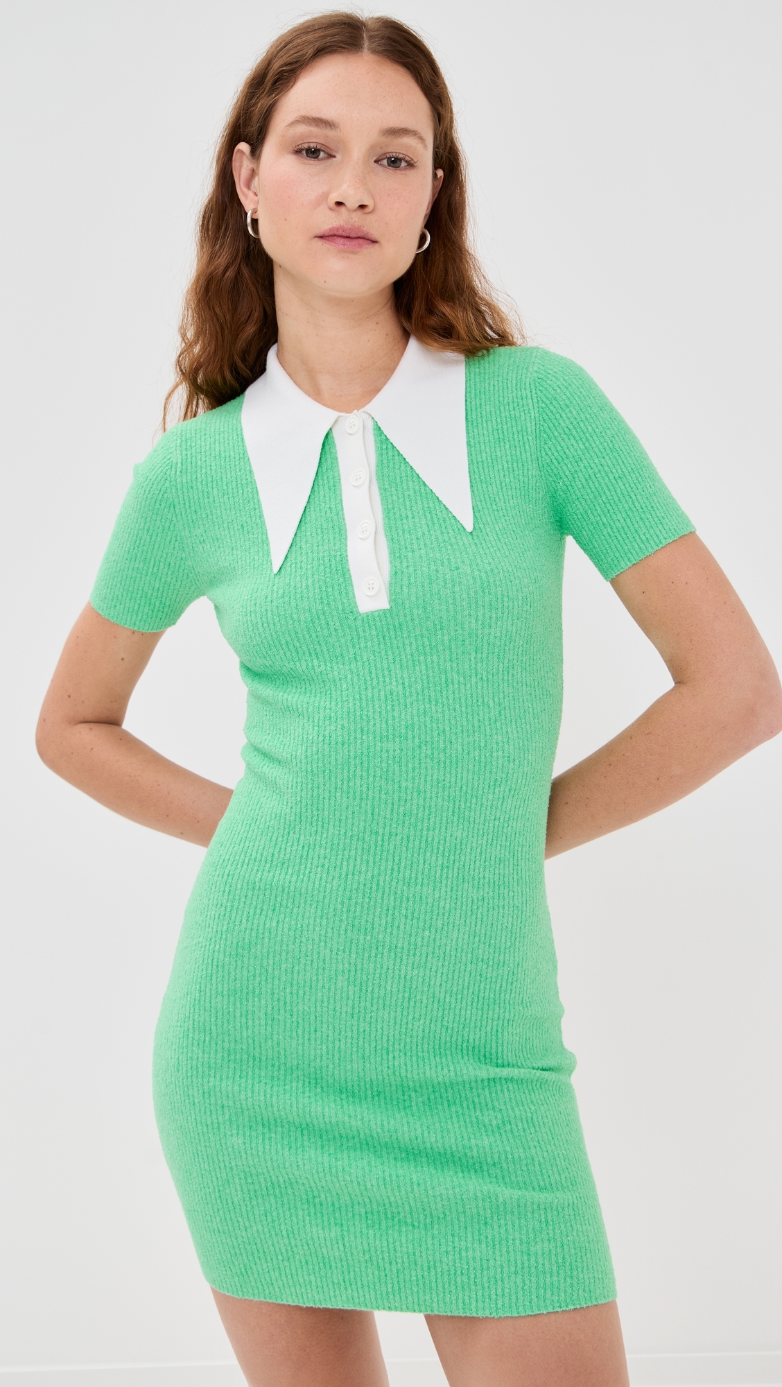 JoosTricot Mini Polo Dress Persian Green/Whipped Cream