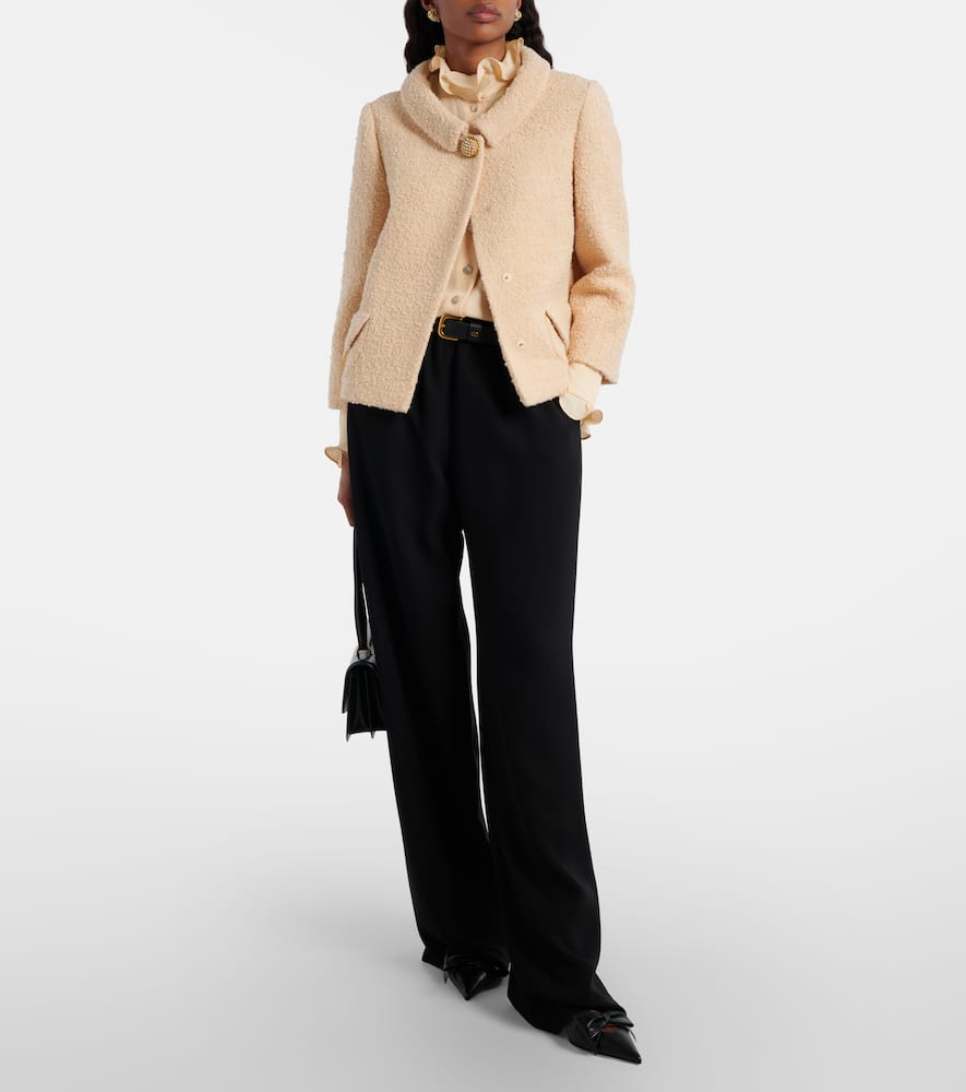Embellished wool-blend tweed jacket