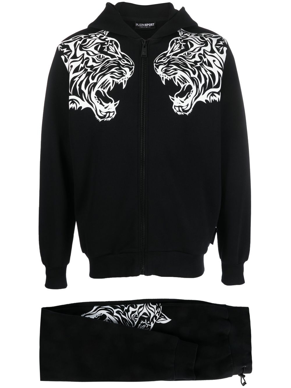 Tiger-print tracksuit set - Black
