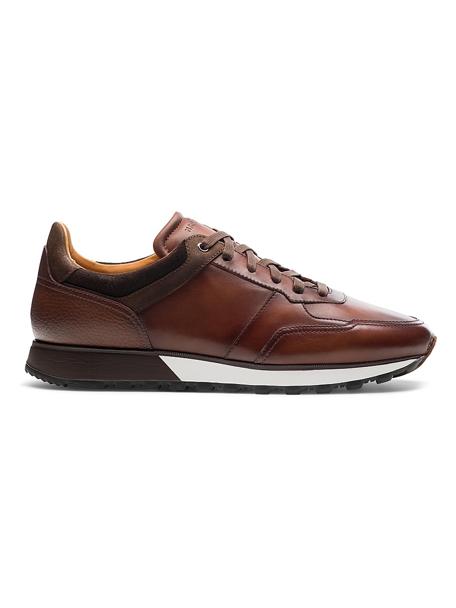 Men's Arco Leather Low-Top Sneakers - Mid Brown
