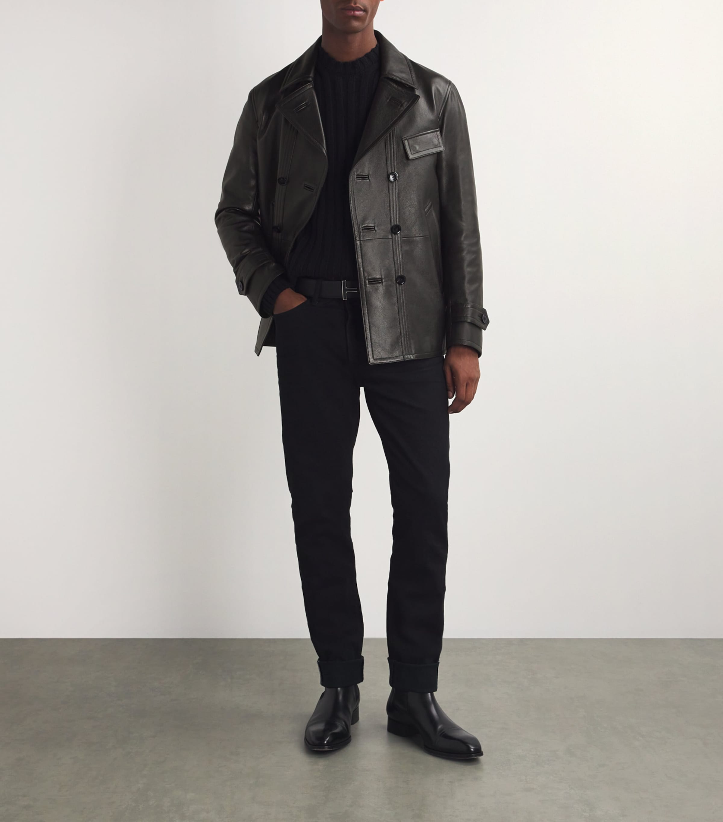 Leather Pea Coat