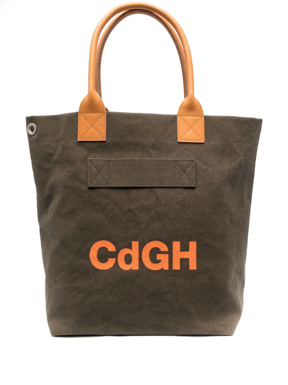 Logo-print canvas tote bag - Green
