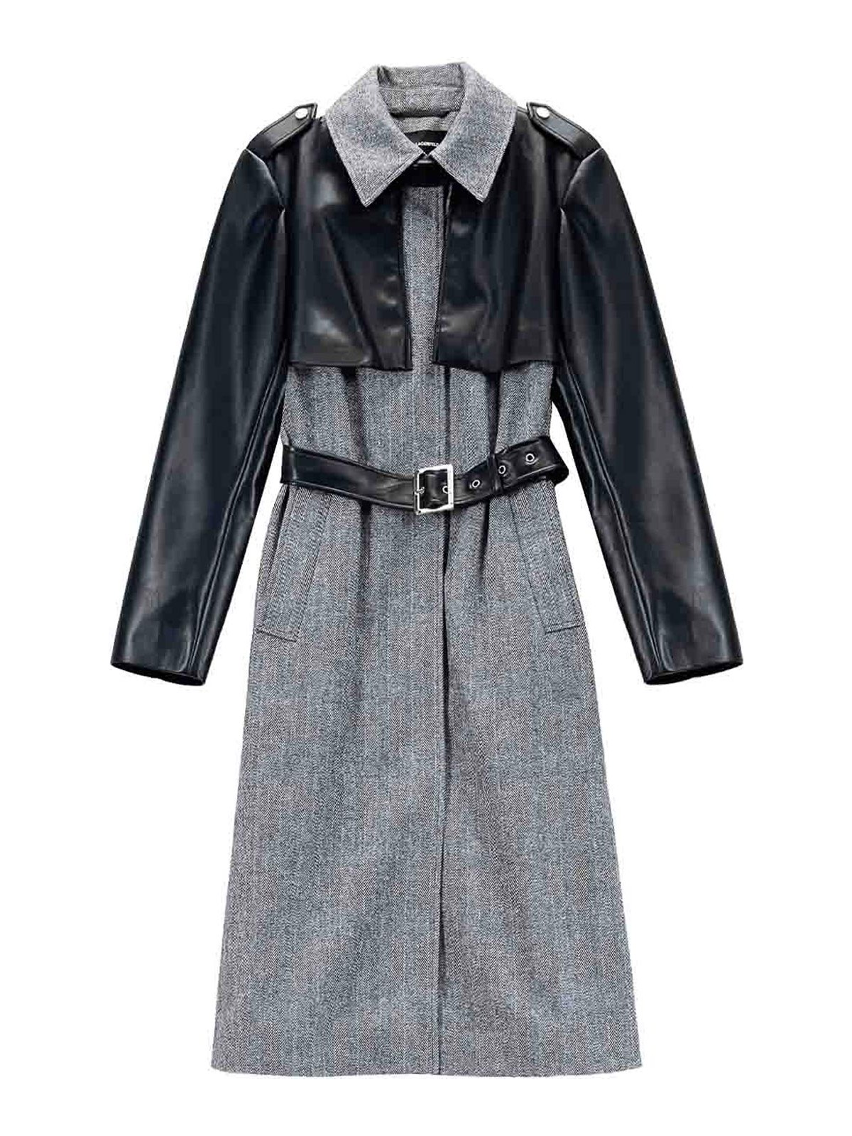 Tweed & Faux Leather Coat