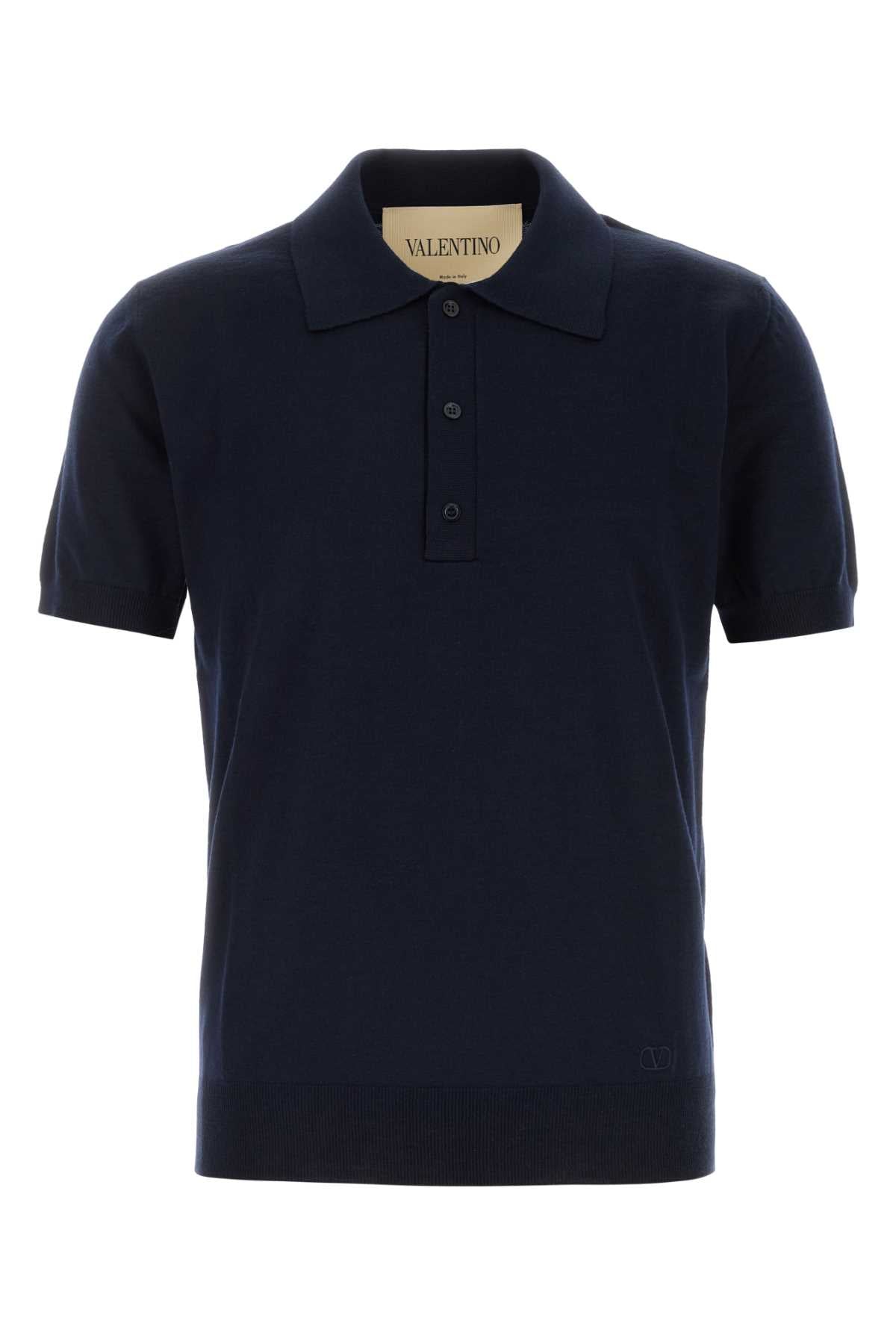 Virgin Wool Knit Polo — Navy