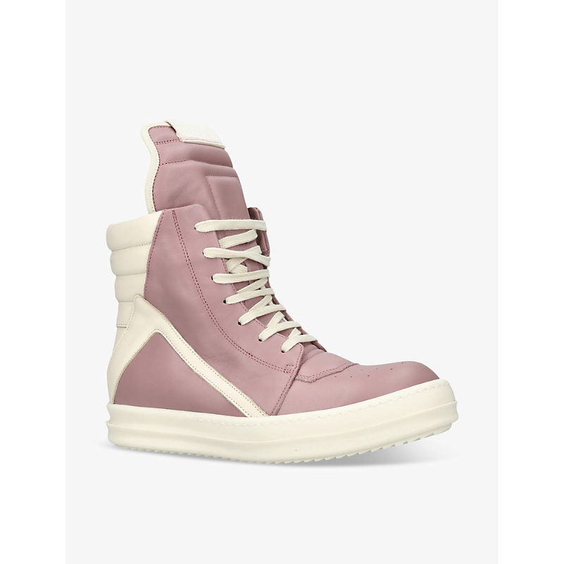 Womens Pale Pink Geobasket Lace-up Leather High-top Trainers