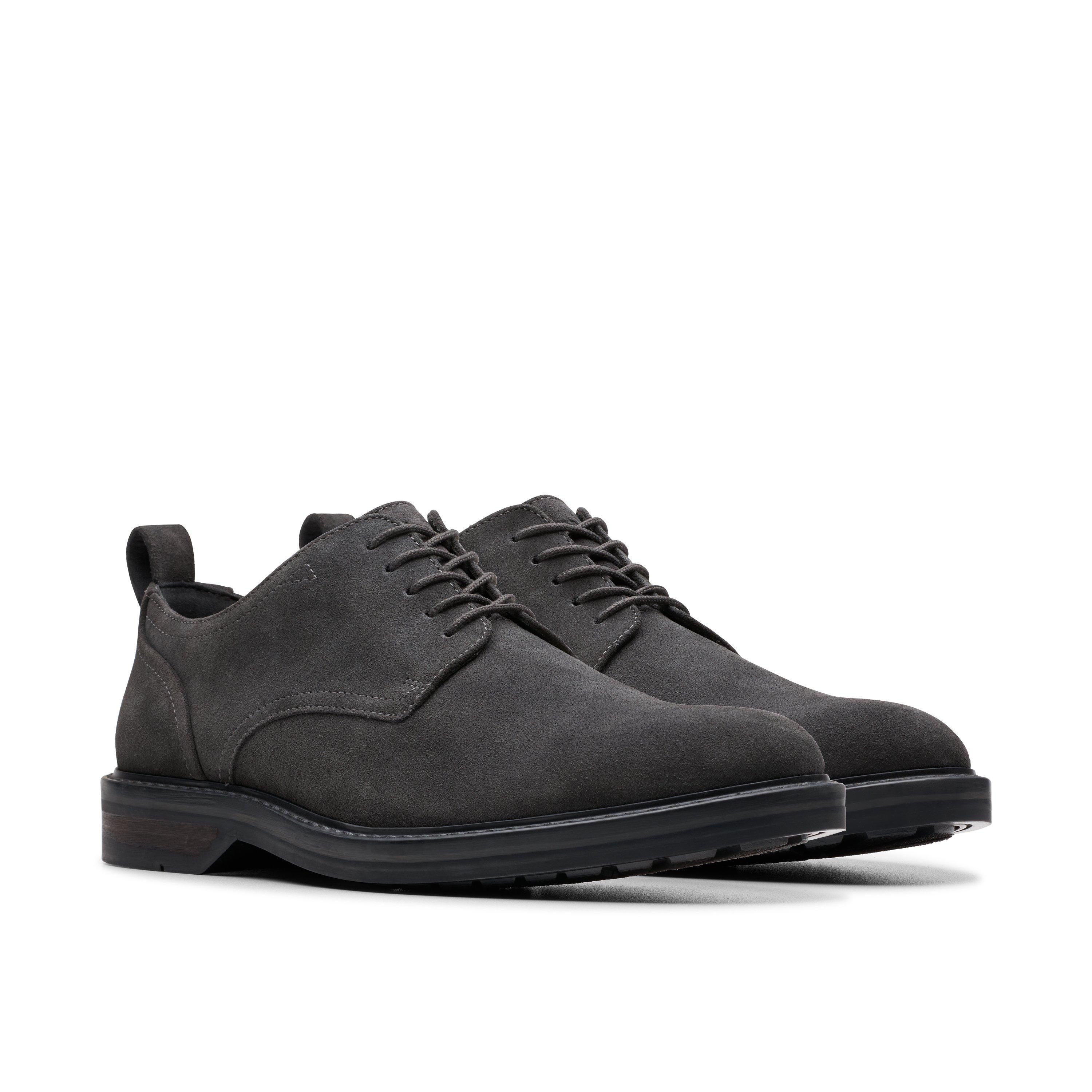 Clarks Aldwin Lace Dark Grey Suede Oxford Shoe
