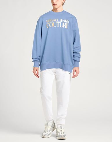 Versace Jeans Couture Man Sweatshirt Light blue Size XS Cotton, Elastane
