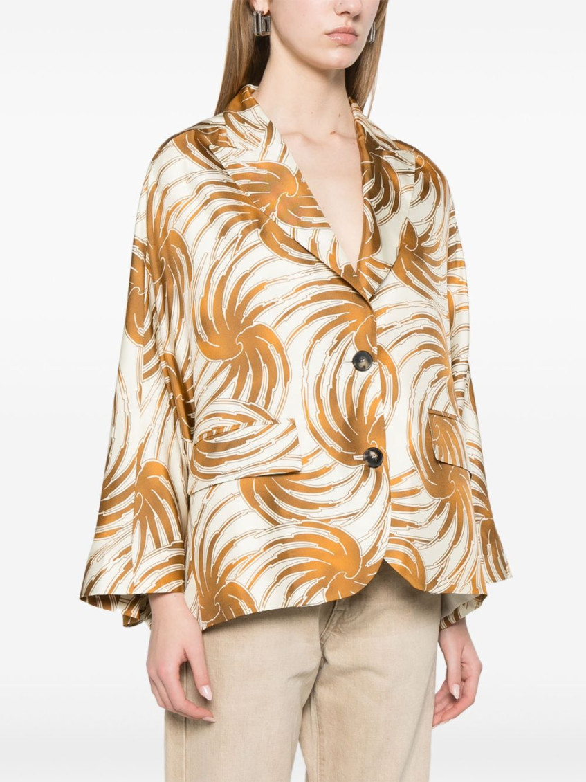 ALBERTO BIANI- Printed Silk Caban Jacket
