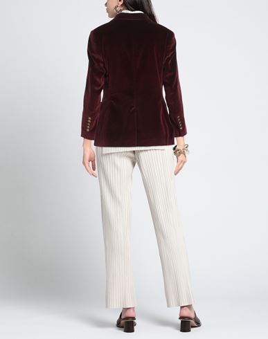 Woman Blazer Burgundy Size 4 Cotton, Elastane