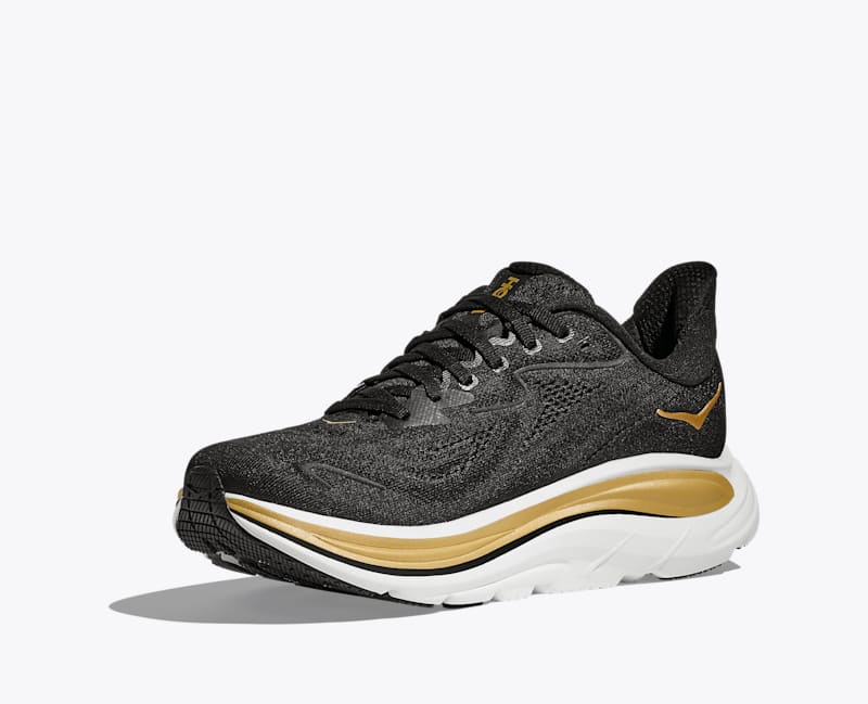 HOKA Women's Clifton 10 Shoes in Black/Gold