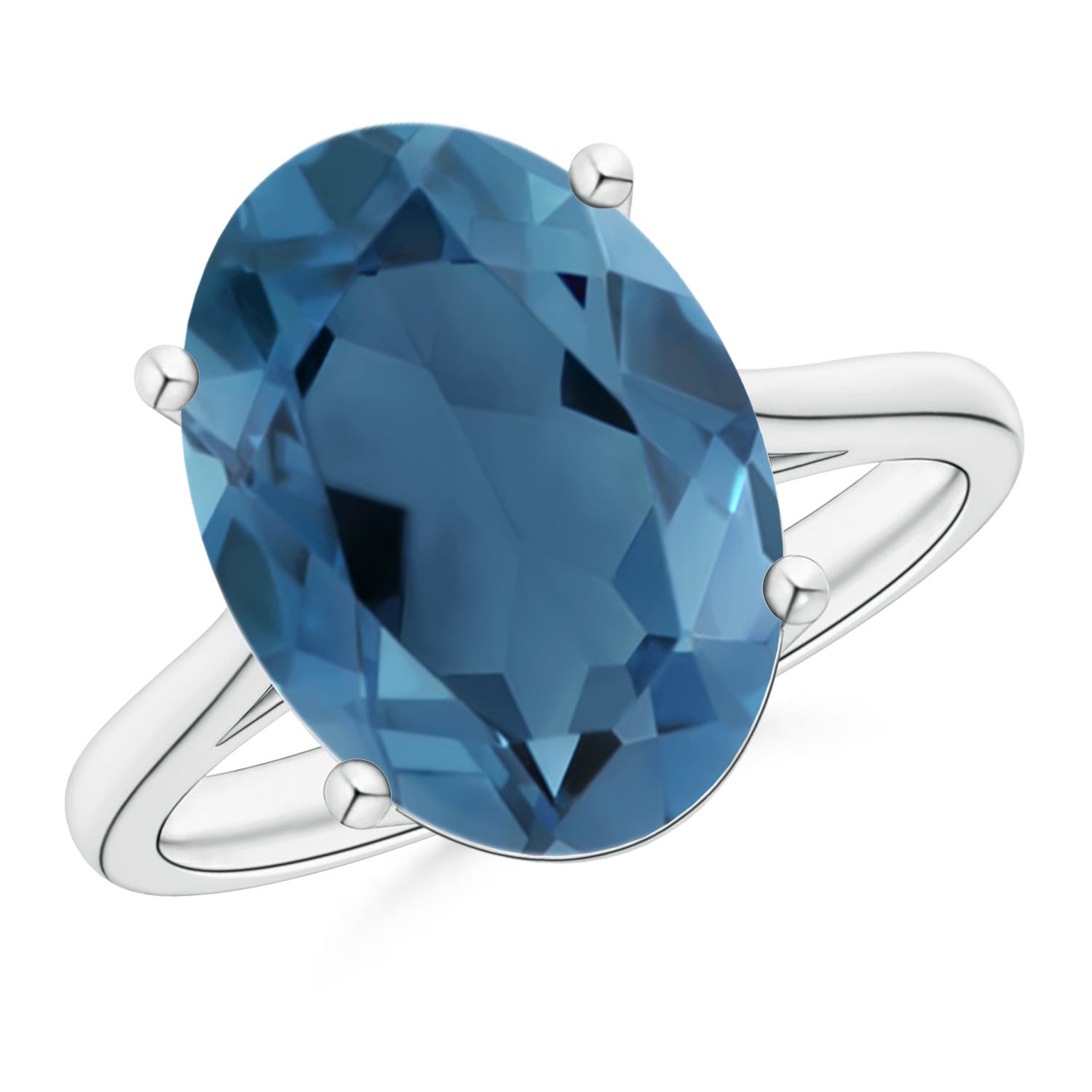 Angara 7.2 Carats Oval Solitaire London Blue Topaz Cocktail Ring in Platinum