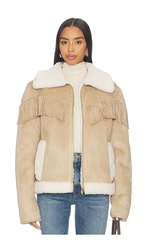 Generation Love Inez Faux Shearling Jacket in Taupe. L. Also in XS, S