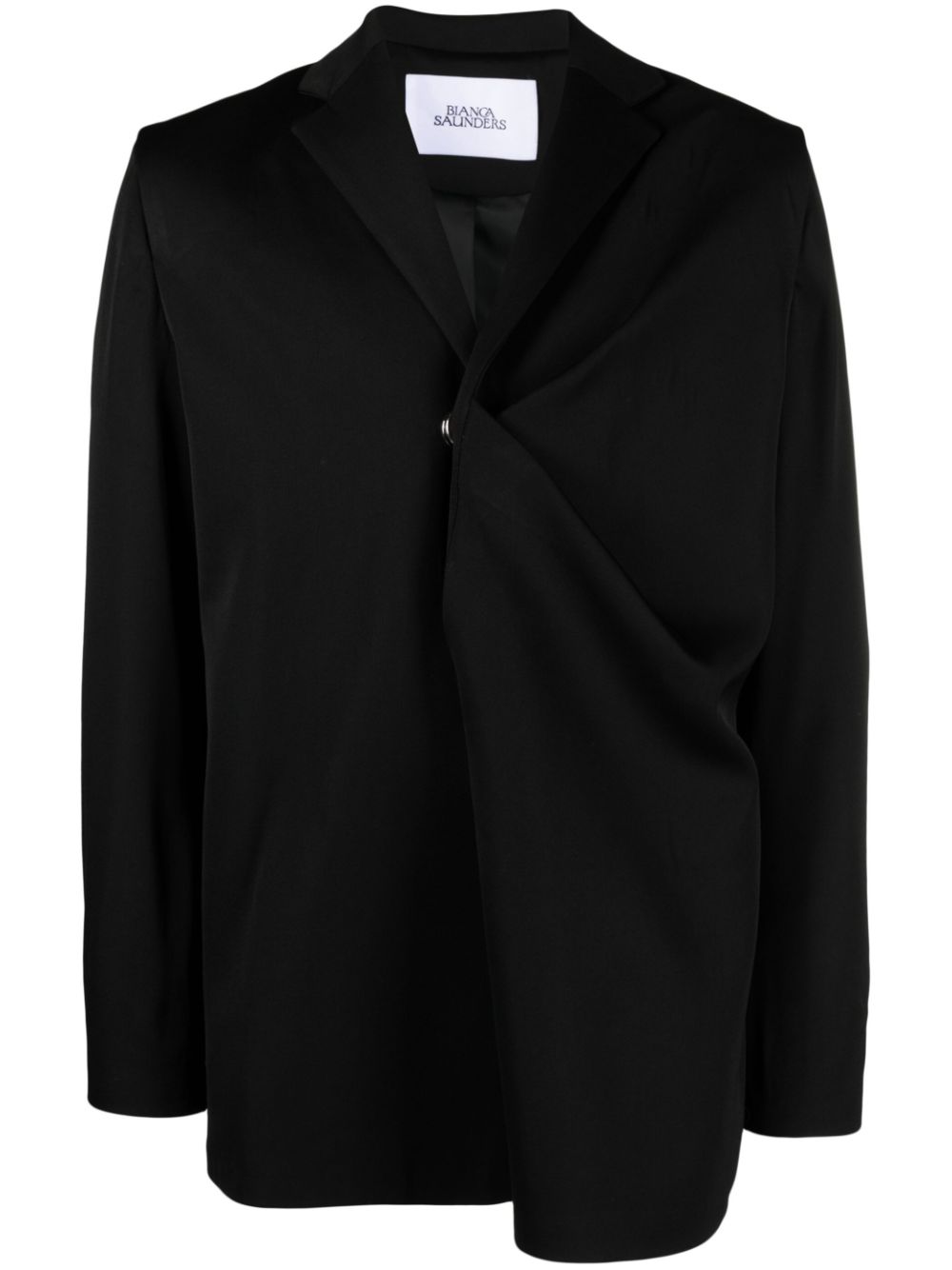 Gathered single-breasted blazer - Black