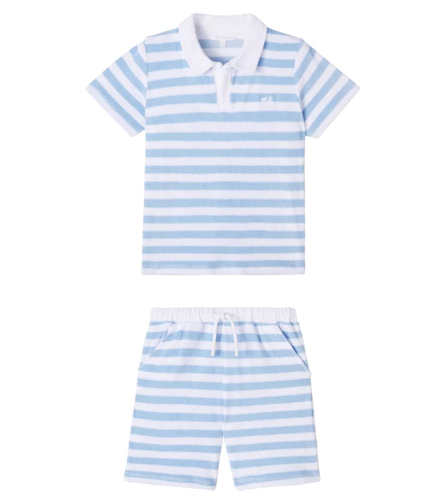 Cotton-blend polo shirt and shorts set