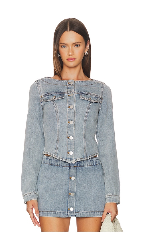 Amanda Uprichard Scorpio Longsleeve Top in Blue.  XS. Also in L, M