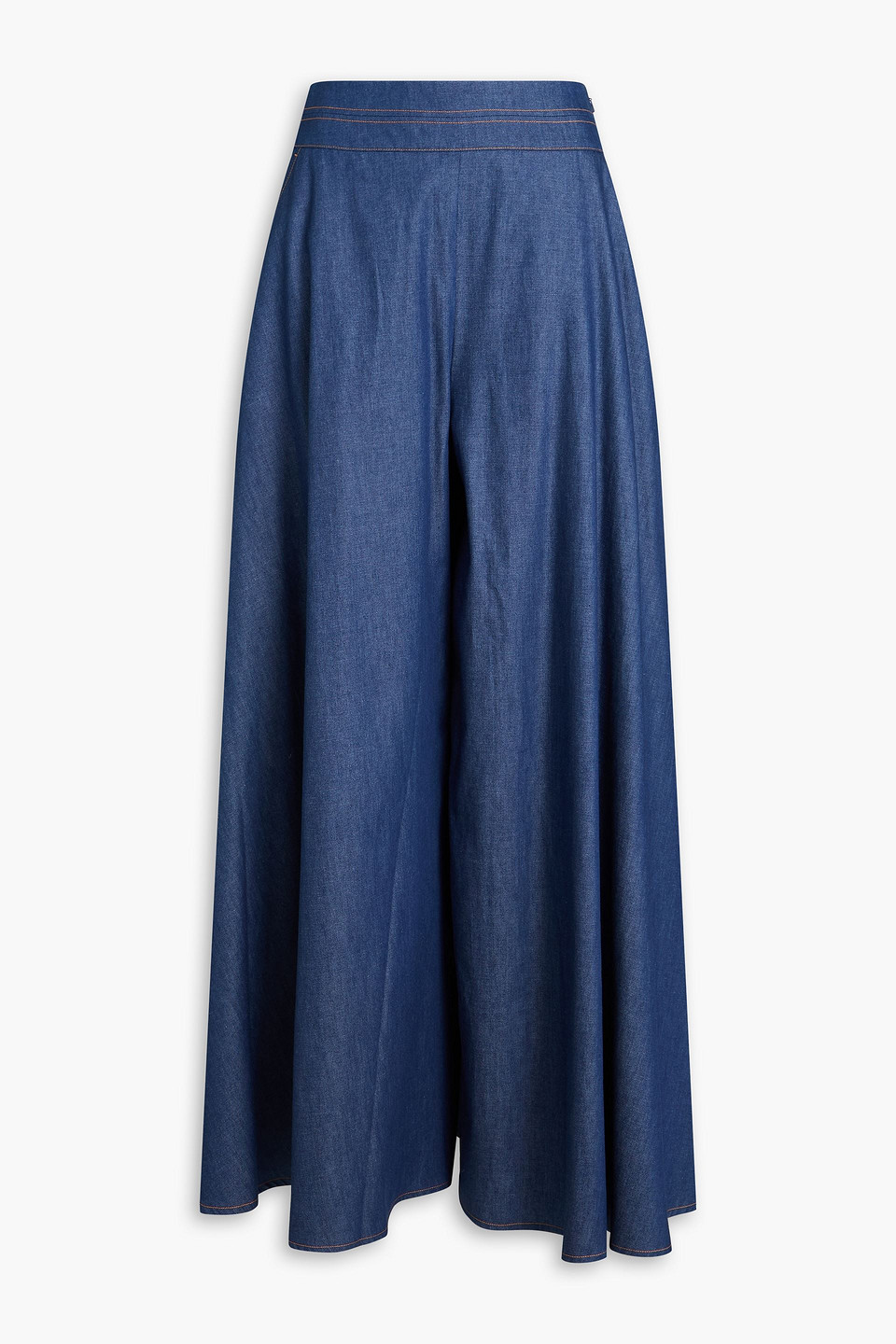Clarity cotton-chambray wide-leg pants - Blue - UK 10