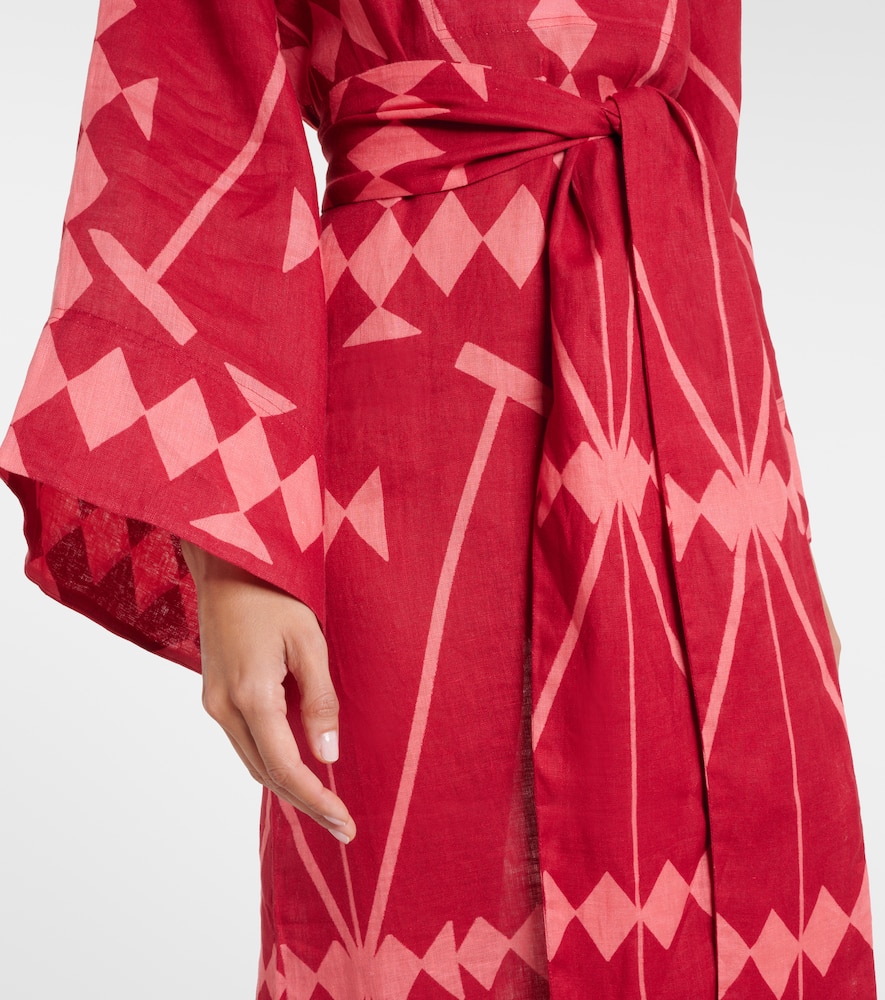 Printed linen maxi dress