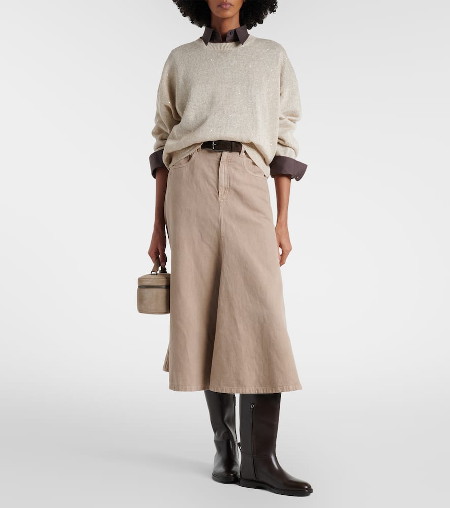 Sequined linen-blend sweater