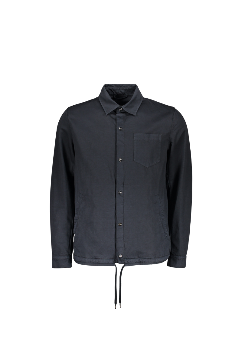 Cotton-Linen Overshirt Shirt — Black