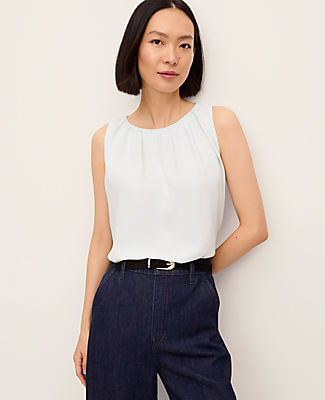 Ann Taylor Mixed Media Gathered Sleeveless Top