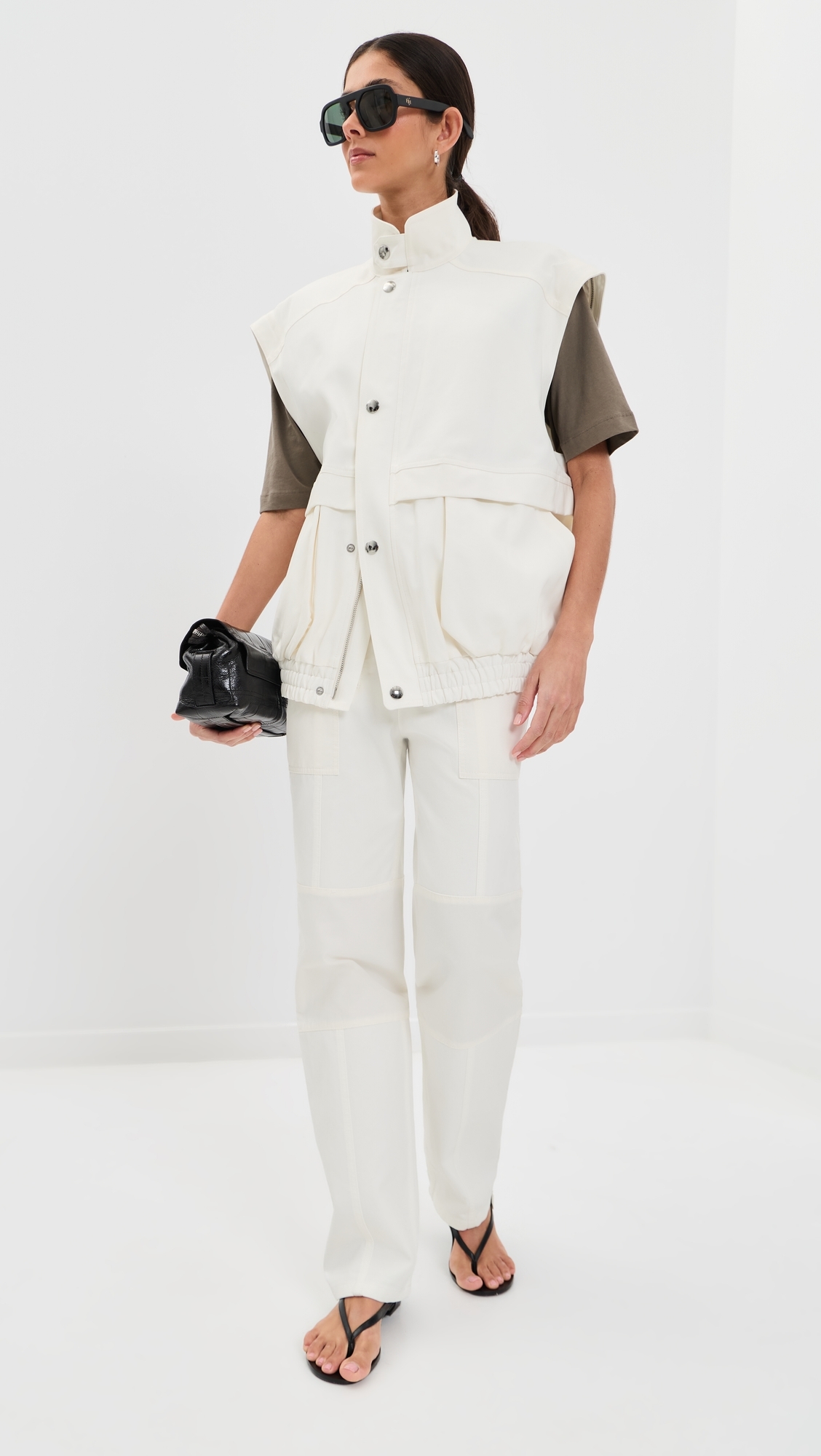 Patchwork Twill Cargo Fischer Jeans White