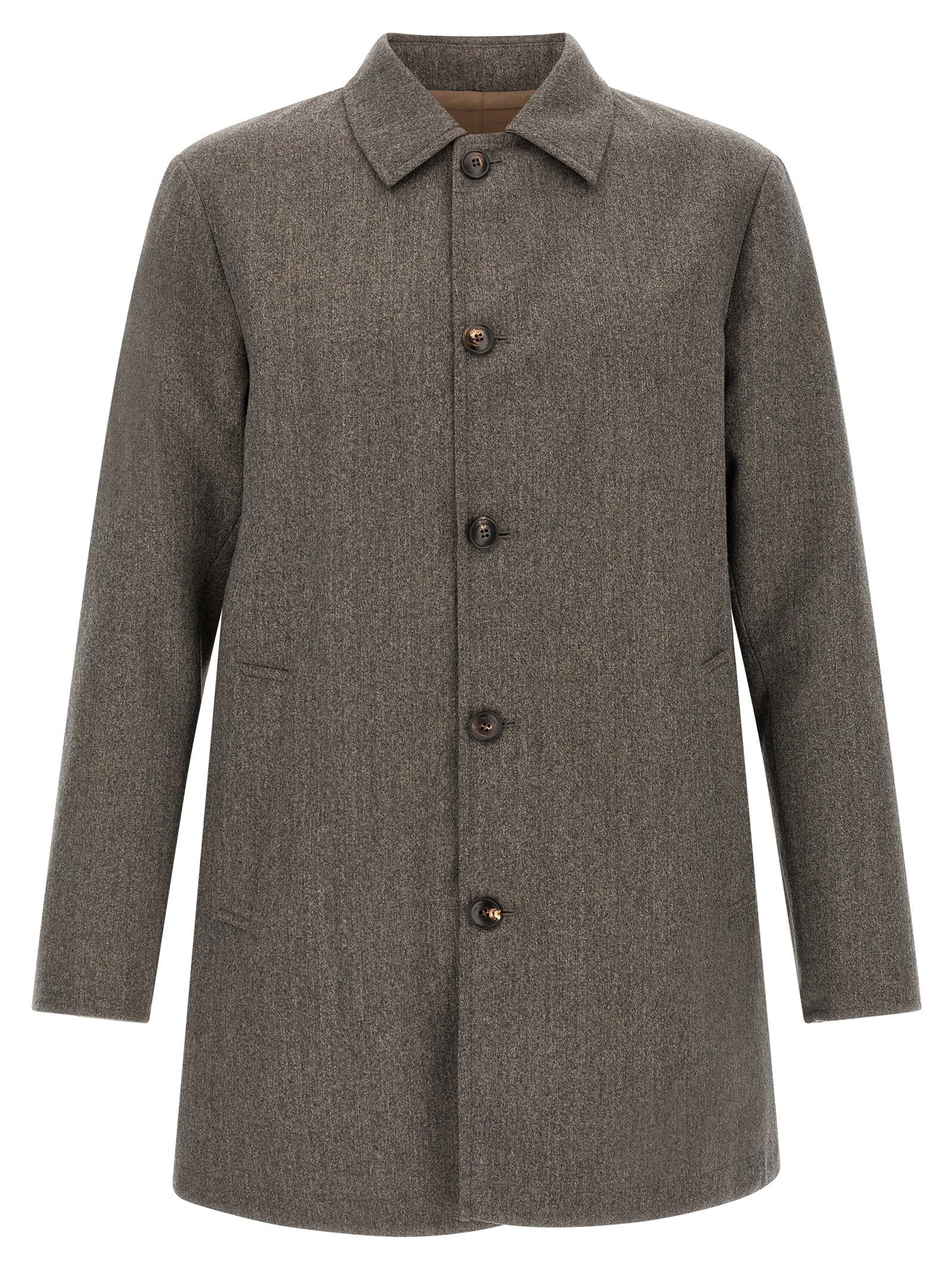 Reversible Wool & Technical Coat — brown