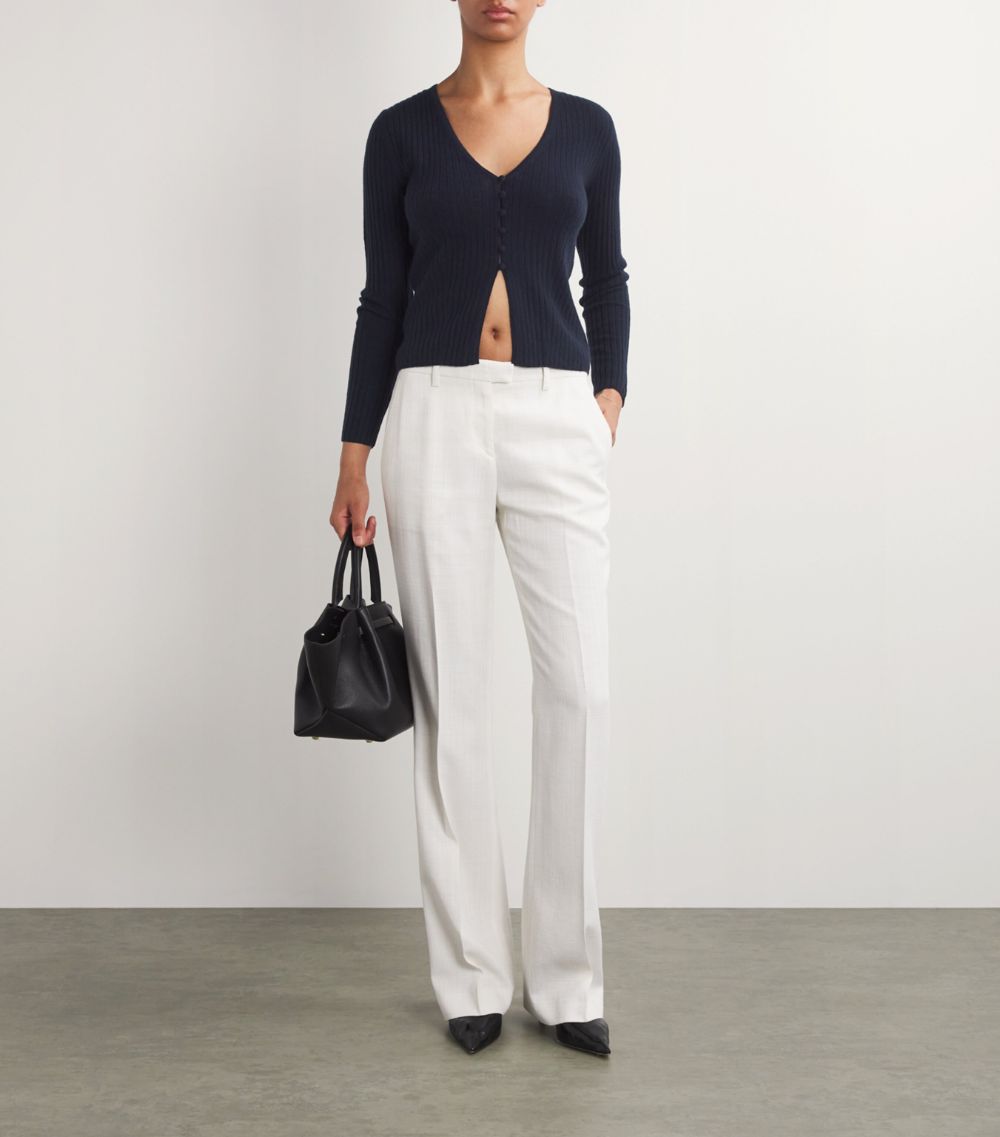 Cashmere Ribbed-Knit Cardigan