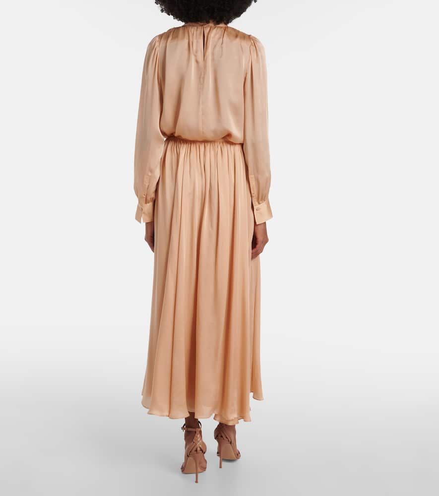 Zena ruffled silk chiffon midi skirt