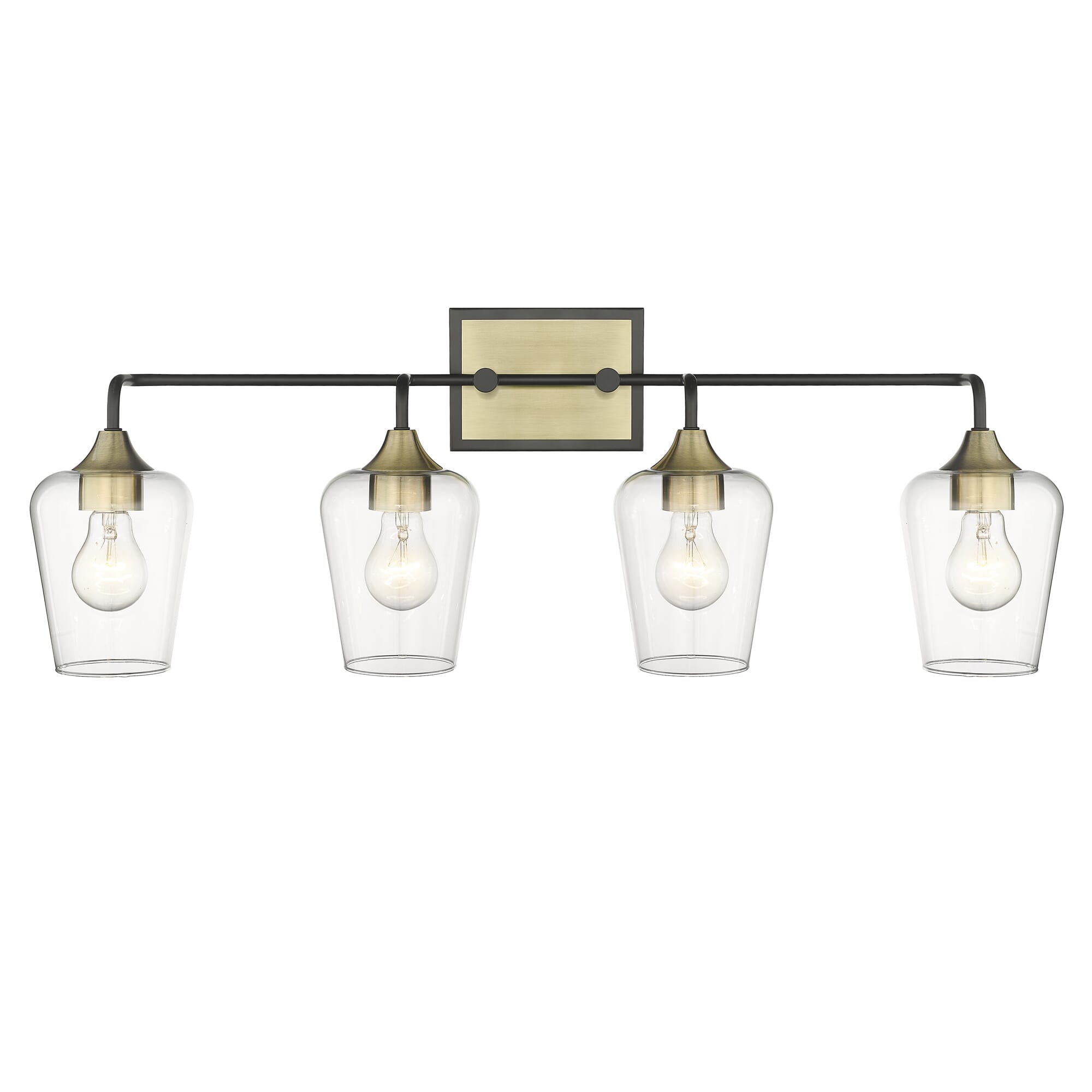 Antique Brass and Black Four Light Vanity from the Gladys Collection