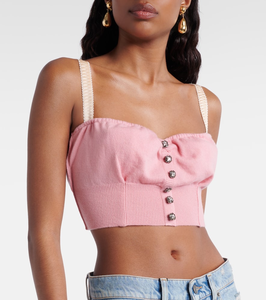Embellished cropped silk-blend vest